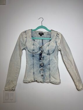Thrill Light Blue Acid-Wash Denim Shirt